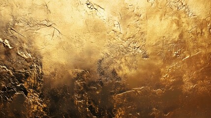 Leinwandbilder - Exquisite metallic textures in shimmering golden hues blend together to create a captivating abstract composition  The surface features a mesmerizing array of intricate patterns cracks