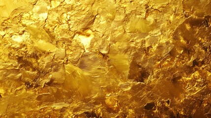 Poster - Glistening gold metallic textured background with a cracked and aged appearance creating a luxurious opulent and weathered aesthetic  The surface is reflective and luminous