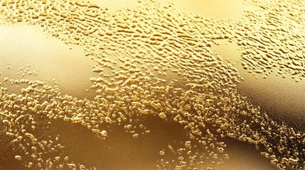 Fototapete - Mesmerizing golden liquid surface with shimmering reflections and flowing patterns  Ethereal dynamic abstract background with wavy textures glowing droplets and a serene calming atmosphere