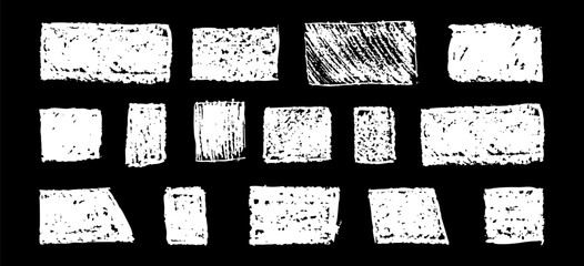 Wall Mural - set of abstract geometric basic shapes drawn with pastel white color or charcoal. hand drawn paint q