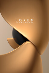 Wall Mural - golden shapes with black sphere
