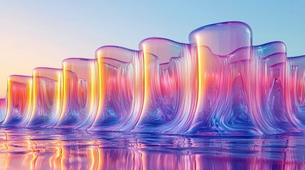 Wall Mural - abstract colorful waves: vibrant digital art, fluid forms, and gradient colors. a futuristic nature 