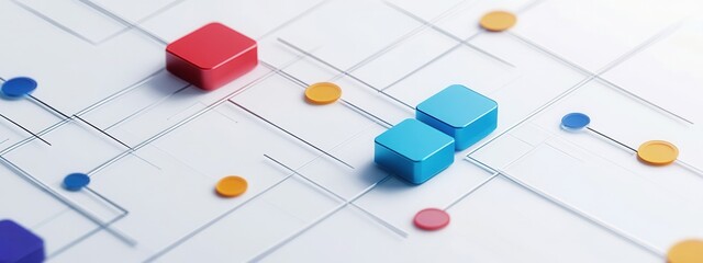 Editable flowchart components aligned on a white background, designed for seamless planning and organization of ideas and processes