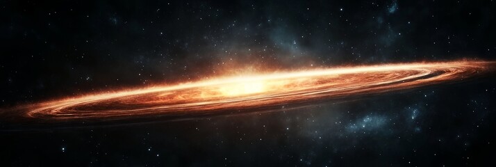 Wall Mural - a very large orange disk in the middle of a space filled with stars and dusts