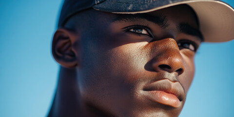 Wall Mural - Close-up Portrait of a Man Wearing a Baseball Cap