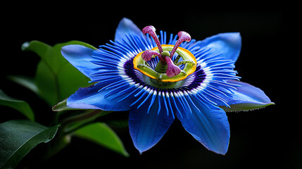 Poster -  blue passionflower's intricate design