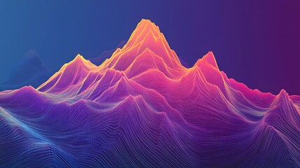 Wall Mural - Abstract wireframe landscape showing colorful mountains and valleys