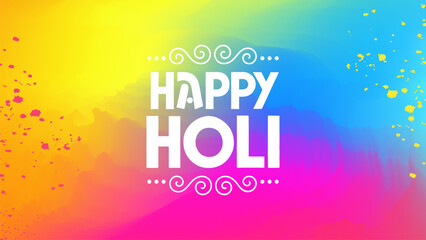 Leinwandbilder - Happy Holi festive banner. Indian Festival of colors. Holi powder paints background. Vector illustration.