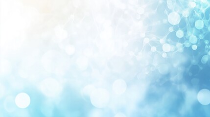 Abstract light blue bokeh background with soft white circles and network pattern