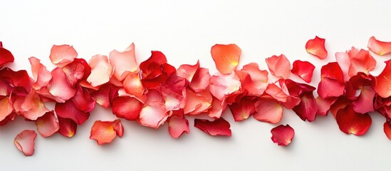 Wall Mural - elegant arrangement of rose petals on a clean white surface showcasing natural beauty and delicate t