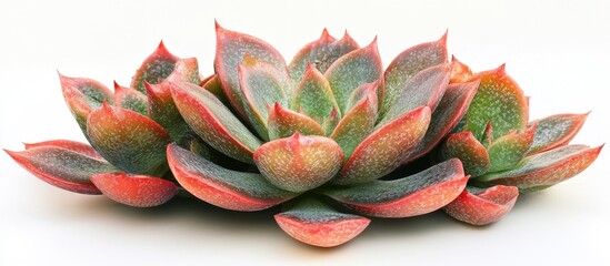 Wall Mural - vibrant succulent houseplant close up on white background with copy space for botanical or gardening