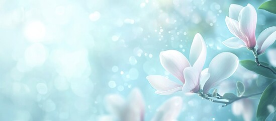 Wall Mural - soft focus magnolia blossoms with gentle bokeh background creating a serene spring atmosphere ideal 