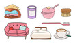 © sasa_elebea - Cozy Home Routine Icons - Clothes, Bed, Sofa, Candle, Coffee & More