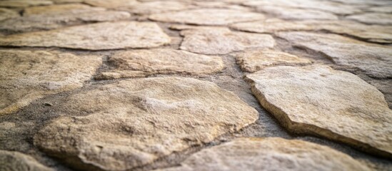 Wall Mural - Textured rough limestone floor surface backdrop with natural stone patterns for architectural and design applications.