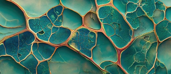 Wall Mural - macro view of plane tree leaf texture featuring intricate patterns and vibrant teal colors ideal for