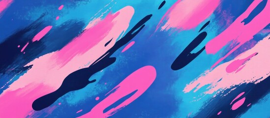 Wall Mural - Fluorescent abstract denim texture with vibrant gouache strokes in pink and blue creating a unique artistic background.