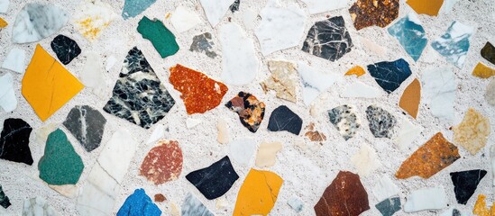 Poster - Terrazzo texture featuring colorful pieces of stone and vintage tiles for architectural and interior design applications.