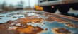 © AIArtistry - Decaying galvanized sheet metal showing rust patterns and textures from exposure to the elements over time.
