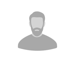 Poster - Minimalist bearded male character placeholder avatar. Profile picture, portrait symbol. User member vector design and illustration.

