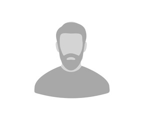 Poster - Minimalist bearded male character placeholder avatar. Profile picture, portrait symbol. User member illustration on transparent background PNG. 
