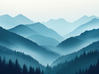 Naklejka na meble Abstract mountain landscape background. Featuring layered peaks and misty valleys. Highlighting natural beauty and serene wilderness. Ideal for nature-themed projects and outdoor designs.