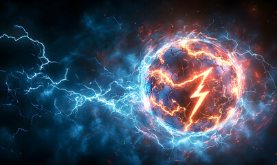 Wall Mural - a football with lightning bolts swirling around it, representing the speed