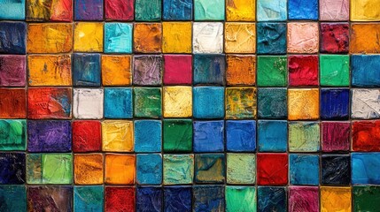 Canvas Print - Colorful Mosaic Tiles Background Providing Textural Diversity and Blank Space for Custom Text or Design Elements