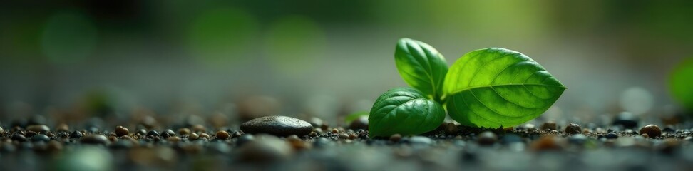 Wall Mural - A single, lonely basil leaf falls gently to the ground, fall, closeup