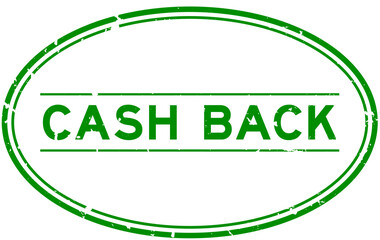 Grunge green cash back word oval rubber seal stamp on white background