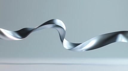 Wall Mural - 3d rendering of a wave-like object that appears to be made of a shiny, metallic material. the wave is curved and has a smooth, shiny surface.