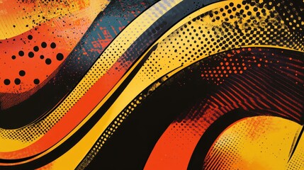 Canvas Print - Dynamic orange wallpaper with overlapping wave textures and patterns