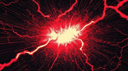 Wall Mural - powerful red backdrop with radiant comic energy bursts and deep gradients