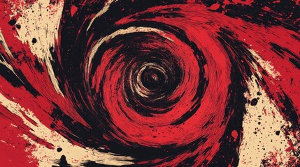 Wall Mural - retro red wallpaper with swirling vortex patterns and dynamic ink strokes