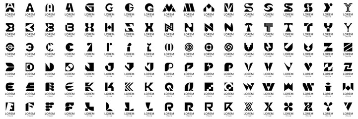 Wall Mural - abstract logos collection with letters. geometrical abstract logos. icon design