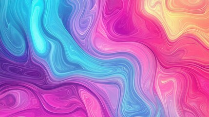 Wall Mural - Chaotic swirling comic lines over a holographic pink and seafoam green fade