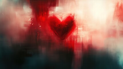 Sticker - Abstract Red Heart Background: Dark and Romantic Texture