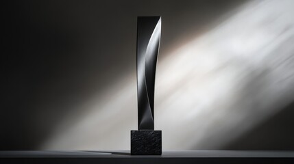 Poster - Sleek minimalist trophy with a bold metal structure against a monochrome backdrop