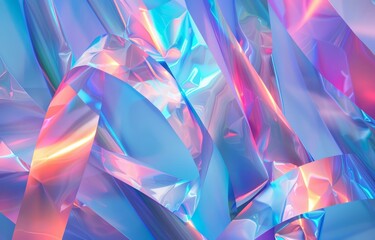 Poster - Colorful iridescent pattern with light reflections. Artistic abstract background, futuristic holographic theme, glossy texture. 80s, 90s style, cluttercore aesthetic Synthwave, Retrowave background