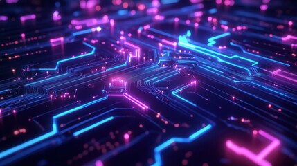 A futuristic crypto-themed background featuring illuminated blockchain paths