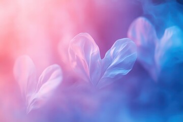 Poster - Soft Pink and Blue Leaves Abstract Background