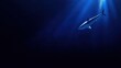 © Alex - A mesmerizing underwater scene featuring a majestic shark gliding through serene blue waters, illuminated by shafts of sunlight, showcasing the beauty of marine life.