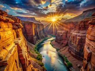 Wall Mural - Majestic Canyon River Landscape: Serene Nature Photography