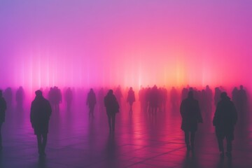 A scene with thick fog and people standing in the background is vague.