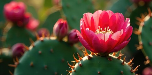 opuntia ficus indica with carmine cochineal damage, cochineal, stems, resistant