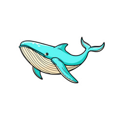 simple yet elegant depiction of whale swimming gracefully in ocean ,isolated on transparent background