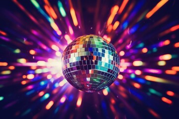 Dazzling disco ball nightclub digital art vibrant atmosphere close-up celebration