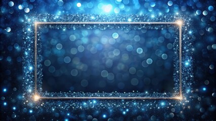 Wall Mural - dark blue frame with sparkling glitter bokeh and light art background, dark blue, glow