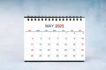 Wall Mural - May 2025 Monthly calendar on vintage wall, Front view.