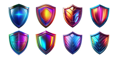 Wall Mural - Colorful Abstract Shields Set for Graphic Design and Illustration