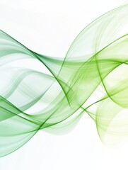 Wall Mural - Abstract bright green wave lines on white.